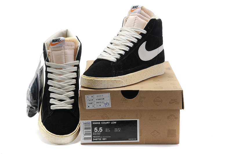 nike blazer hi suede vintage black white