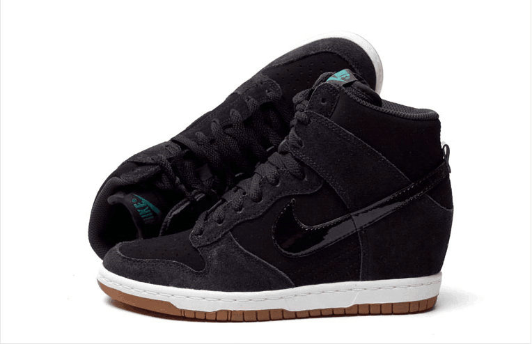 nike dunk sky high wedge black suede